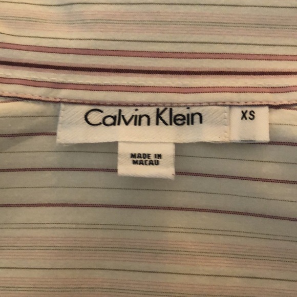 GREAT condition CALVIN KLEIN long sleeve button down fitted shirt striped sizeXS - Picture 7 of 7